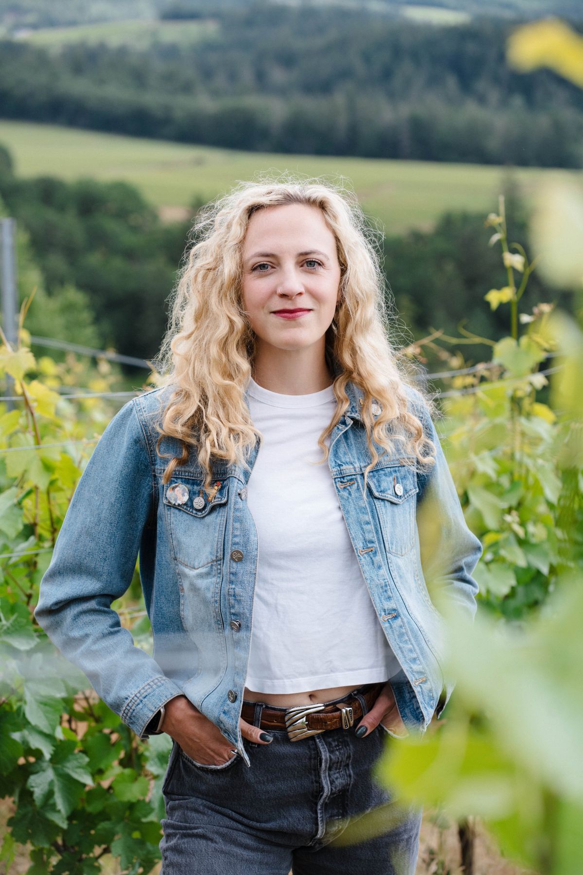 Piper Underbrink in the vineyard